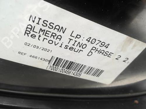 Right mirror NISSAN ALMERA TINO (V10) 2.2 dCi | BP21592305C27 