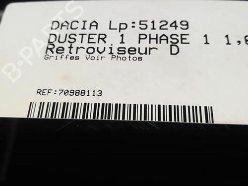 Right mirror DACIA DUSTER (HS_) 1.6 16V Hi-Flex | BP20359936C27 