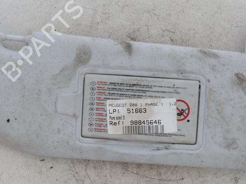 Used Right sun visor Right sun visor PEUGEOT 208 I (CA_, CC_) 1.2 VTI 82 (82 hp) 22653747 22653747