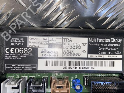 Used Display monitor Display monitor RENAULT ZOE (BFM_) ZOE (92 hp) 22095754 22095754