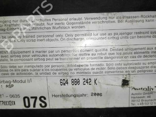 Right seat airbag SKODA FABIA I (6Y2)  | BP20784807C14 