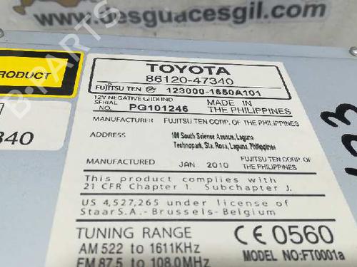 Radio TOYOTA PRIUS (_W3_) 1.8 Hybrid (ZVW3_) | BP20731086E6 