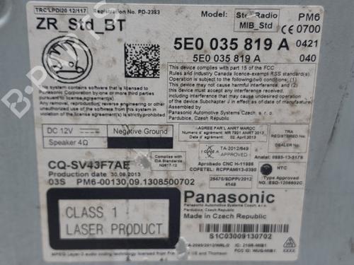 Radio SKODA OCTAVIA III (5E3, NL3, NR3) 1.6 TDI | BP20763927E6 