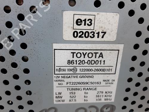 Radio TOYOTA YARIS (_P1_) 1.0 (SCP10_, SCP10R) | BP20748072E6 