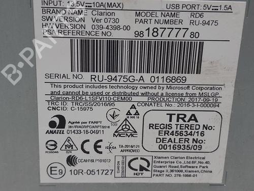 Radio CITROËN C3 / C3 ORIGIN III (SX) 1.2 VTi 82 | BP21287934E6 