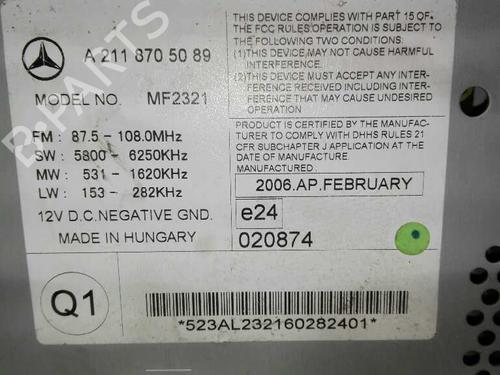Radio MERCEDES-BENZ E-CLASS (W211) E 220 CDI (211.006) | BP20780433E6 