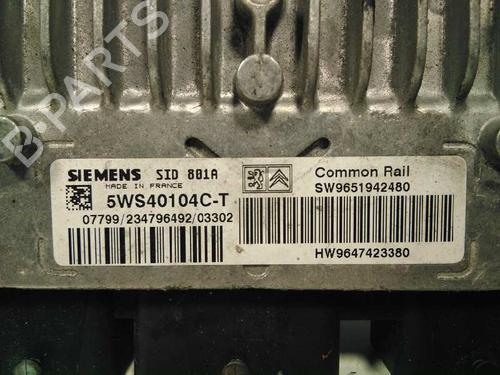 Engine control unit (ECU) PEUGEOT 307 (3A/C) 2.0 HDi 90 | BP20796338M57 