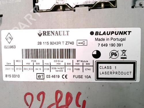 Used Radio Radio RENAULT MEGANE III Coupe (DZ0/1_) 1.5 dCi (DZ09, DZ0D, DZ1F, DZ1G, DZ14, DZ29) (110 hp) 22088996 22088996