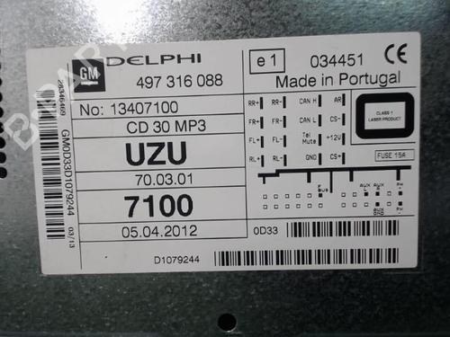 Radio OPEL CORSA D (S07) 1.0 (L08, L68) (65 hp) 22087555