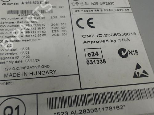 Radio MERCEDES-BENZ B-CLASS Sports Tourer (W245) B 180 CDI (245.207) | BP20881474E6 