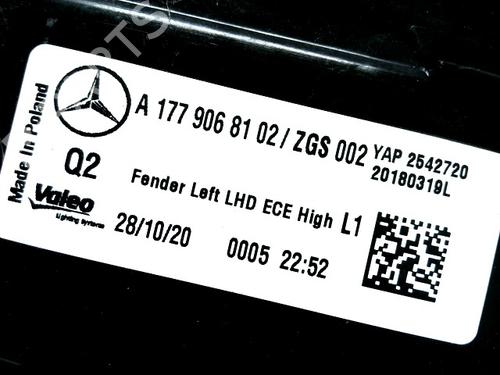 Used Left taillight Left taillight MERCEDES-BENZ A-CLASS Saloon (V177) [2018-2026] 33432544 33432544