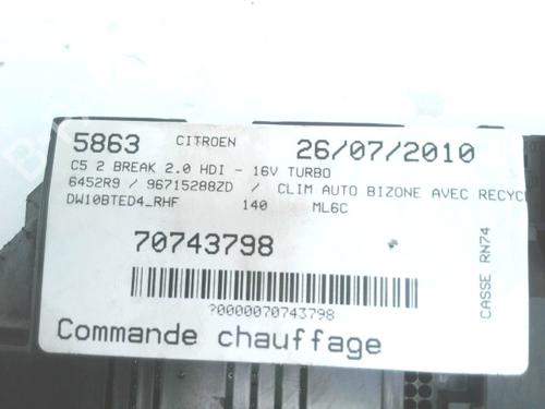 Used Climate control Climate control CITROËN C5 III (RD_) 1.6 HDi 110 (RD9HL0, RD9HR8, RD9HRA) (112 hp) 29243476 29243476