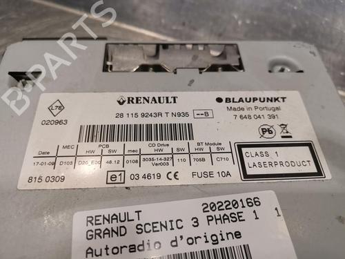 Radio RENAULT GRAND SCÉNIC III (JZ0/1_) 1.5 dCi (JZ09, JZ0D, JZ10, JZ14, JZ1G, JZ29, JZ2C) | BP20918496E6 