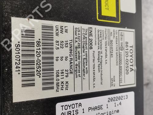 Used Radio Radio TOYOTA AURIS (_E15_) 1.4 D-4D (NDE150_, NDE150R) (90 hp) 20918926 20918926