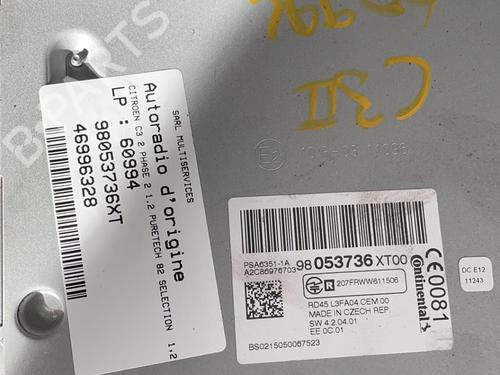 Radio CITROËN C3 II (SC_) 1.2 VTi 82 | BP21351353E6 