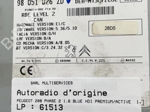 Used Radio PEUGEOT 208 I (CA_, CC_) 1.6 BlueHDi 100 (100 hp) 21351103