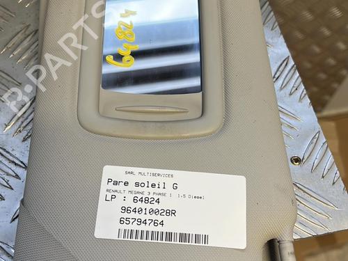 Used Left sun visor RENAULT MEGANE III Hatchback (BZ0/1_, B3_) 1.5 dCi (86 hp) 21356982