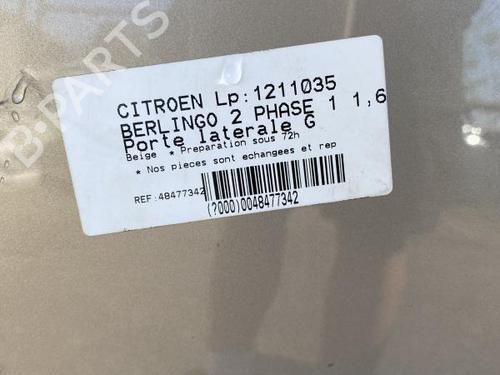 Used Left slide door Left slide door CITROËN BERLINGO MULTISPACE (B9) 1.6 HDi 90 (90 hp) 21308091 21308091