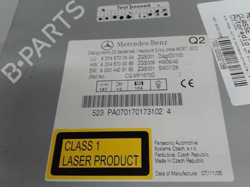 Autoradio für MERCEDES-BENZ C-CLASS (W204) C 200 CDI (204.007, 204.006) (136 hp) 21311283