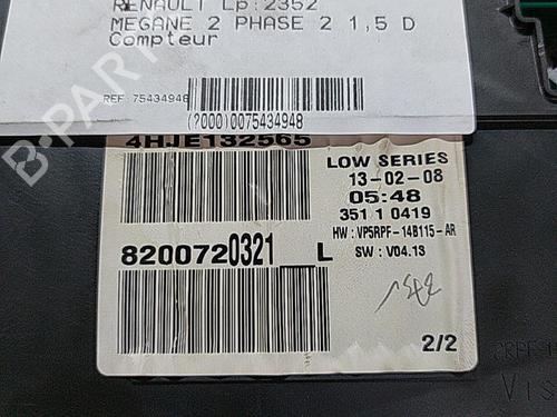 Instrument cluster RENAULT MEGANE II (BM0/1_, CM0/1_) 1.5 dCi (BM1E, CM1E) | BP21509099C47 