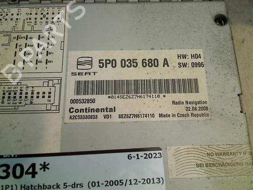Radio SEAT LEON (1P1) 2.0 TFSI | BP21933445E6 