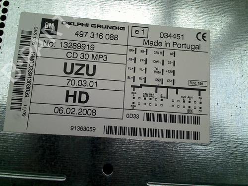Radio OPEL CORSA D (S07) 1.4 (L08, L68) | BP21915343E6 