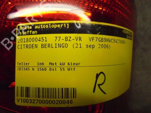 Used Right taillight CITROËN BERLINGO / BERLINGO FIRST Box Body/MPV (M_) 1.6 HDI 75 (MB9HW) (75 hp) 23026004