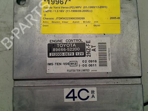 Used Control unit TOYOTA YARIS VERSO (_P2_) 1.3 (NCP20_, NCP22_, NCP20R, NCP22R) (84 hp) 21910430