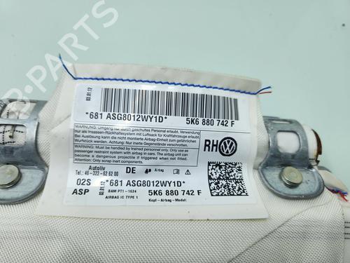 Right curtain airbag VW GOLF VI (5K1)  | BP25890856C12 