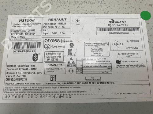 Radio RENAULT TWINGO III (BCM_, BCA_) 1.0 SCe 70 | BP22683635E6 