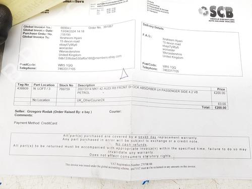 Left front shock absorber AUDI R8 (422, 423) 4.2 FSI quattro | BP22681347M16 