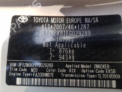 Brugte TOYOTA GT 86 Coupe (ZN6_) 2.0 (ZN6AC_, ZN6BC_, ZN6K) 4969485