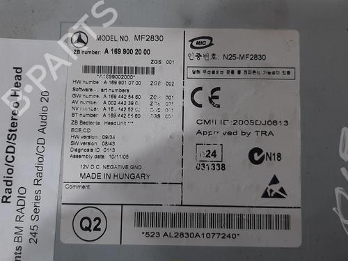Radio MERCEDES-BENZ B-CLASS Sports Tourer (W245) B 160 (245.231) | BP26856288E6 