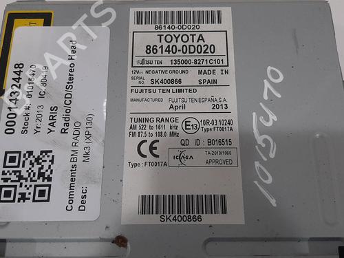 Radio TOYOTA YARIS (_P13_) 1.3 (NSP130_, NSP130) | BP26869589E6 