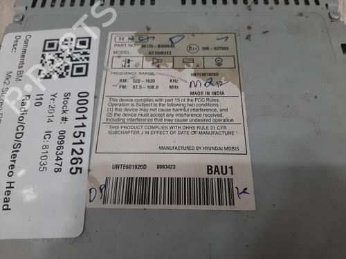 Radio HYUNDAI i10 II (BA, IA) 1.0 | BP26854161E6 