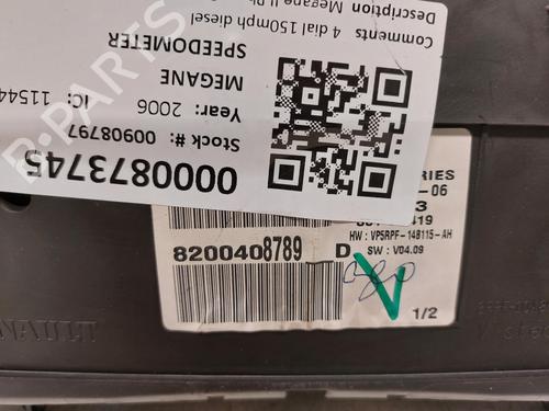 Kombinert Instrument RENAULT MEGANE II (BM0/1_, CM0/1_) 1.5 dCi (BM1F, CM1F) | BP26825529C47 