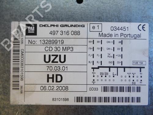 Radio OPEL CORSA D (S07) 1.3 CDTI (L08, L68) | BP22478355E6 