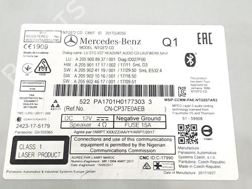 Radio MERCEDES-BENZ GLC Coupe (C253) 220 d 4-matic (253.303, 253.305) | BP29179938E6 