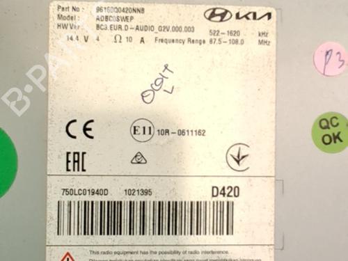 Radio HYUNDAI i20 III (BC3, BI3) 1.0 T-GDI (101 hp) 30477793