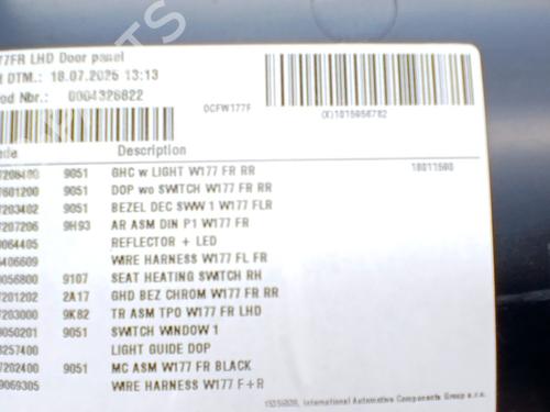 Front right panel MERCEDES-BENZ A-CLASS Saloon (V177) A 180 (177.184) | BP37591448C59 - Image 2