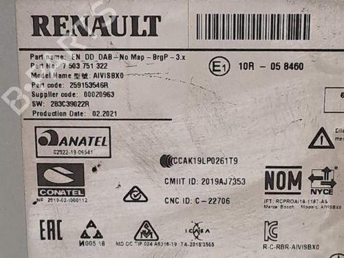 Radio RENAULT CAPTUR II (HF_) TCe 140 (HFN0) | BP25834379E6 