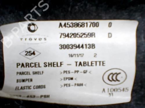 Used Rear parcel shelf SMART FORFOUR Hatchback (453) 0.9 (453.044, 453.053) (90 hp) 29991488