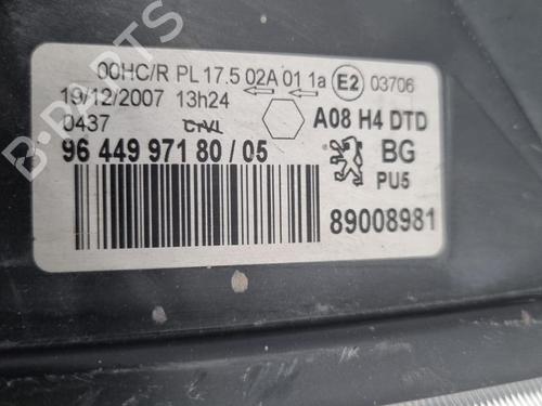 Used Right headlight PEUGEOT 1007 (KM_) 1.4 HDi (68 hp) 22827476