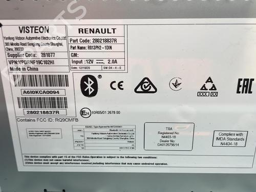 Used Radio Radio RENAULT TWINGO III (BCM_, BCA_) 1.0 SCe 65 (BCMJ) (65 hp) 33561255 33561255