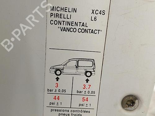 Used Left front door PEUGEOT PARTNER Box Body/MPV (5_, G_) 1.9 D (69 hp) 22858292