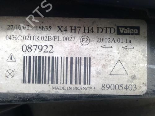 Højre forlygte CITROËN C5 I (DC_) 2.0 HDi (DCRHZB, DCRHZE) (109 hp) 22875560