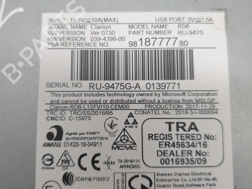 Radio CITROËN JUMPY III Van (V_) 1.6 BlueHDi 95 | BP25375417E6 