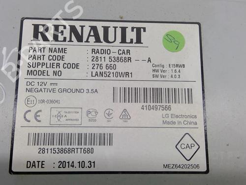Radio RENAULT CLIO IV Grandtour (KH_) 1.5 dCi 90 (KHN3, KHN4) | BP22886027E6 
