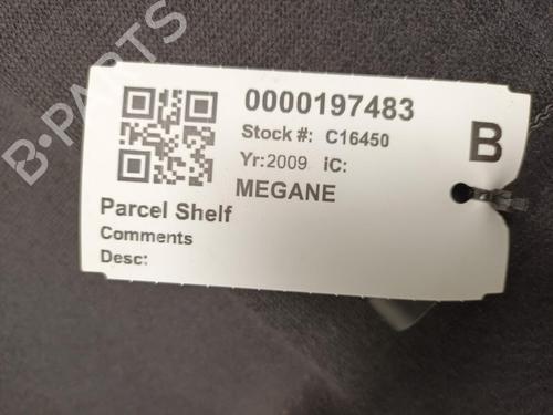 Rear parcel shelf RENAULT MEGANE III Hatchback (BZ0/1_, B3_) 1.6 16V (BZ1B, BZ1H) | BP29650169C85 