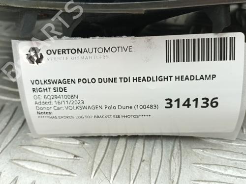 Right headlight VW POLO IV (9N_, 9A_) 1.4 TDI | BP29653928C29